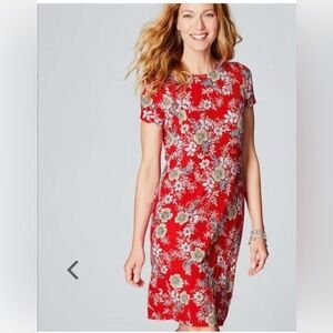 J. Jill Red Floral Midi Dress